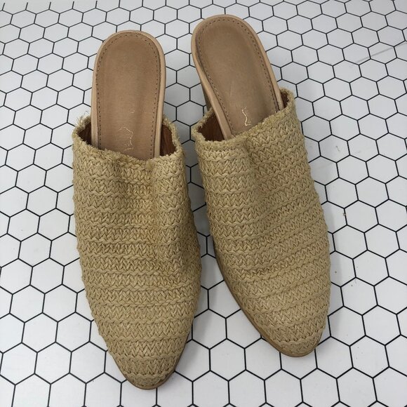 Mi.im Beige Woven Mules Stacked Wood Heel 8.5 - Picture 3 of 7